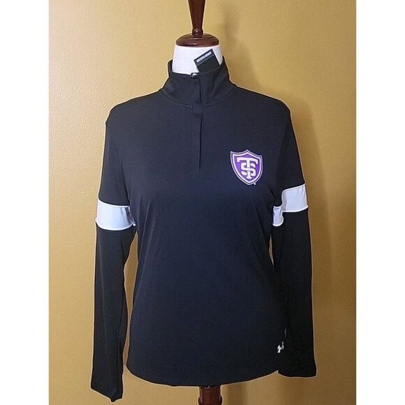 Under Armour University St Thomas Zip Up Black Women Large 1/4 Zip AntiOdor SPF - Picture 1 of 12
